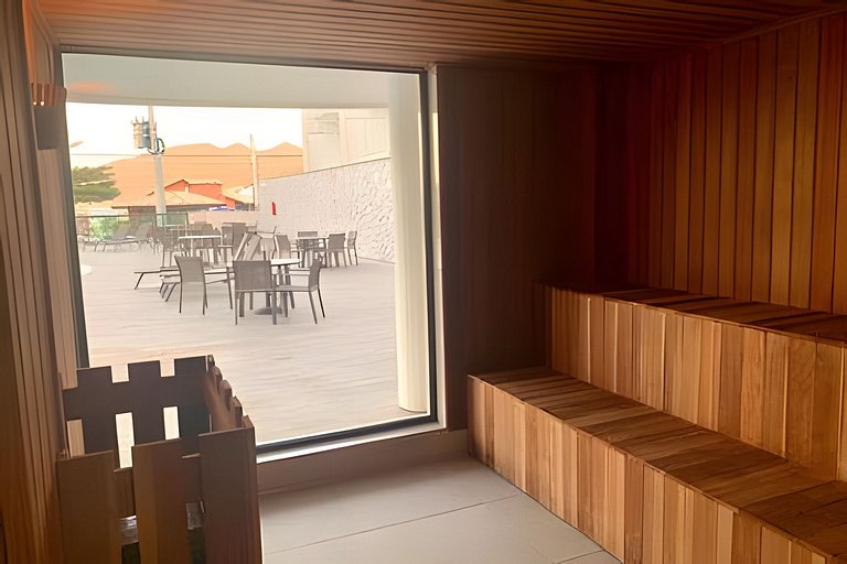 204 Apê em prédio, vista lateral da praia, piscina