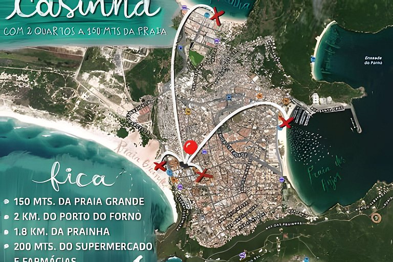 Casa de madeira a 150 m da Praia Grande c/ quintal