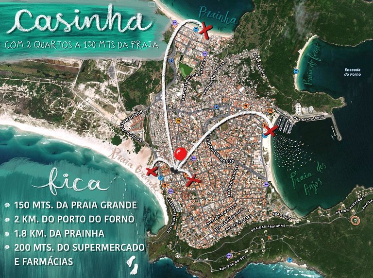 Casa de madeira a 150 m da Praia Grande c/ quintal