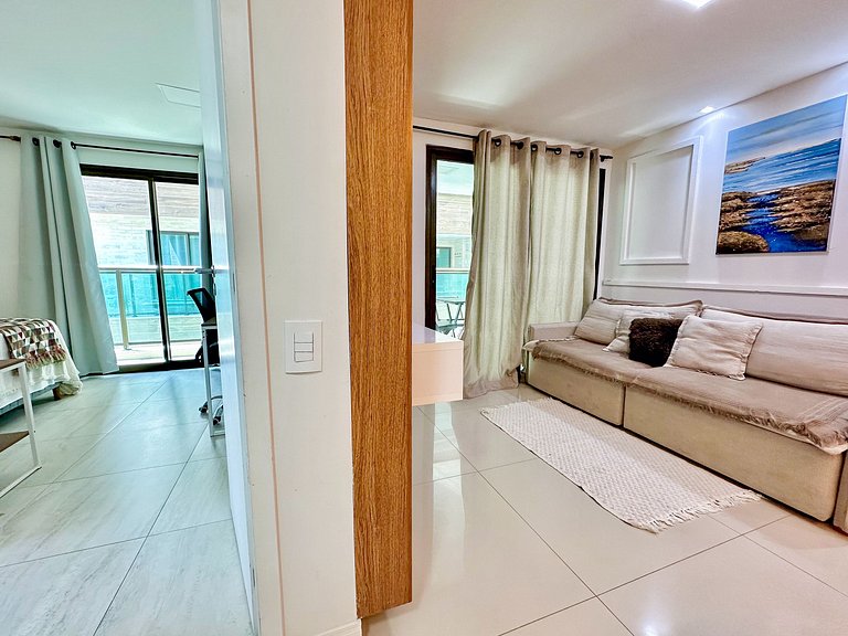 408 Apartamento em prédio com piscina, vista,sauna